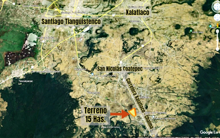 En venta 15 has cerca Santiago Tianquistenco